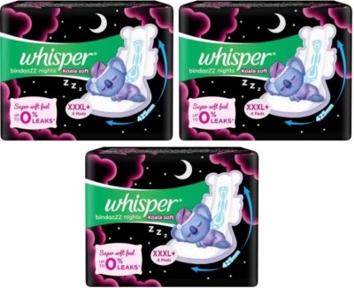 Whisper bindazzz nights Koala soft XXXL Plus 4+4+4 Sanitary Pad (Pack of 3) Sanitary Pad(Pack of 3)