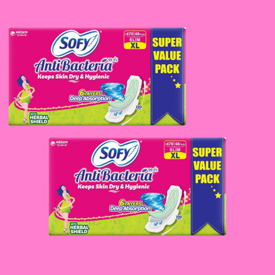 SOFY Overnight Use Sanitary Pads With Wings For Leak-Free Sleep Sanitary Pad(Pack of 96)