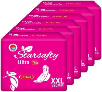 DM STARSAFTY ULTRA THIN WITH WINGS 42 PADS SIZE XXL 320 mm P-OFF 6 Sanitary Pad(Pack of 6)