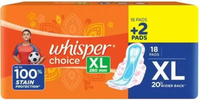 Whisper CHOICE XL 280MM SANITARY PADS Sanitary Pad(Pack of 18)