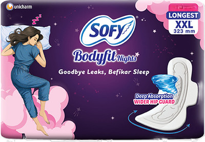 SOFY Night Pads with Longest XXL length & Wider Hip Guard 323 mm Sanitary Pad(Pack of 40)