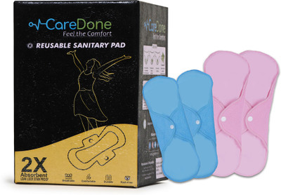CareDone Multicolor Reusable Sanitary Pad for women,2 Pad for moderate flow+2 heavy flow. Sanitary Pad(Pack of 4) CareDone Multicolor Reusable Sanitary Pad for women,2 Pad for moderate flow+2 heavy flow. Sanitary Pad(Pack of 4)