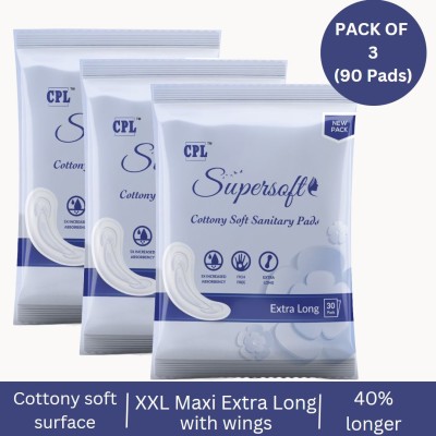 CPL SUPERSOFT COTTONY SOFT SANITARY PADS(COMBO OF 3) Sanitary Pad(Pack of 90)