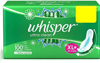 Whisper ULTRA CLEAN XL+30 GREEN PCK O 1 Sanitary Pad(Pack of 30)