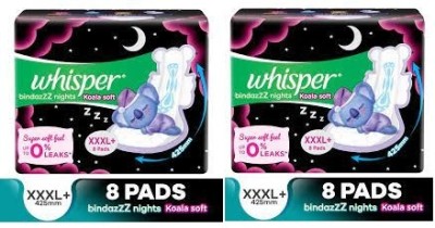 Whisper bindazzZ nights Koala Soft XXXL Plus - 8+8 Pads Sanitary Pad (Pack of 2) Sanitary Pad(Pack of 16)