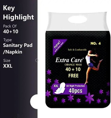 Gosince Extra Care No.4 Orange Maxi XXL Sanitary Pads – 50 Count (40+10 Free) Sanitary Pad(Pack of 50)
