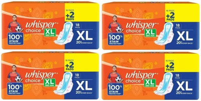 Whisper Choice XL – 18+18+18+18 Counts Napkins Sanitary Pads Sanitary Pad Sanitary Pad (Pack of 4)