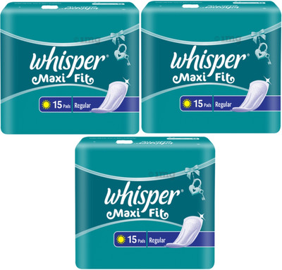Whisper Maxi fit regular 15+15+15 pad pack of 3 Sanitary Pad(Pack of 3)