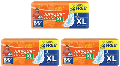 Whisper Choice ultra 280 mm XL - 18+18+18 Pads Sanitary Pad(Pack of 3)
