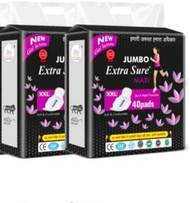 Extra Sure Jumbo XXL Full Size (2 PIECE) Sanitary Pad(Pack of 80)