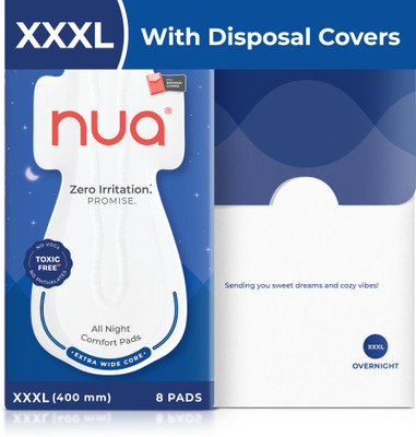 Nua All Night Comfort 400mm XXXL with Disposal Cover | Extra Wide Core Sanitary Pad(Pack of 8)