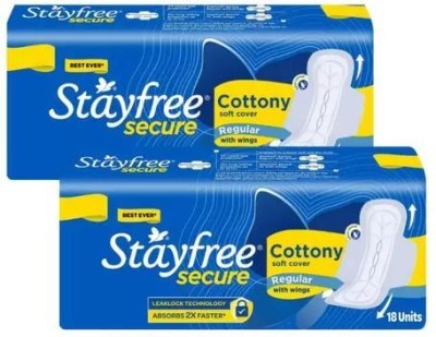 STAYFREE secure cottony regular, 18x2 napkins Sanitary Pad(Pack of 36)