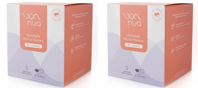 Nua Overnight Disposable Period Panties | M - L | 5 Count x Pack of 2 Sanitary Pad(Pack of 10)