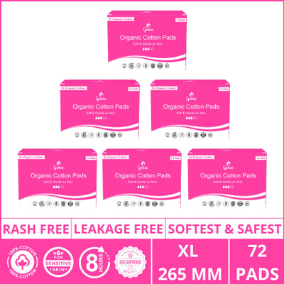 Genie Pads Genie Organic Cotton XL Pads Pack of 72 Sanitary Pad(Pack of 72)