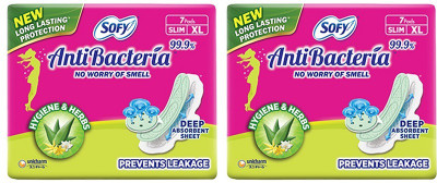 SOFY Anti Bacteria Extra Large XL 290mm - 7x2 Pcs Sanitary Pad(Pack of 2)
