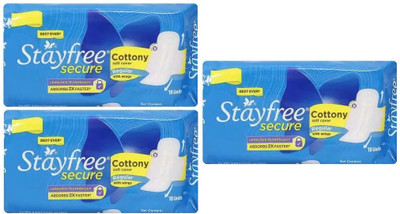 STAYFREE secure Cottony Regular Wings - 18x3 Sanitary Pad(Pack of 3)