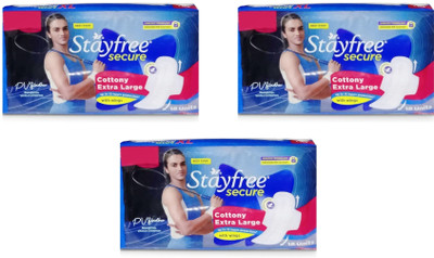 STAYFREE Secure Cottony Extra Large 18+18+18 Units Sanitary Pad(Pack of 3)
