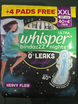 Whisper bindazzz ultra all night heavy flow 0 leaks 44 pcs pkt sdytre 251 Sanitary Pad(Pack of 44)
