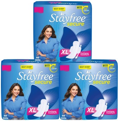 STAYFREE Secure XL Cottony Cover Sanitary Pad Sanitary Pad(Pack of 120)