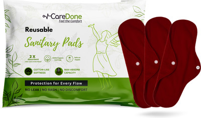 CareDone Multicolor Reusable Sanitary Pads - 2X Ultra-Absorbent, Soft, & Safe for Health Sanitary Pad(Pack of 3)