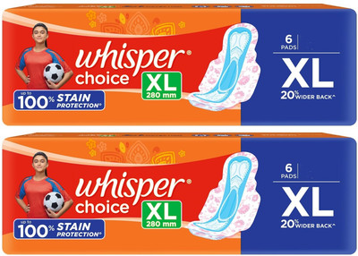 Whisper choice XL 280 mm - 6x2 Pcs Sanitary Pad(Pack of 2)