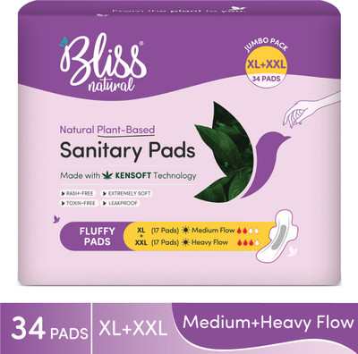 BlissNatural Rash Free Ultra Soft XL-17,XXL-17 Sanitary Pad(Pack of 34)