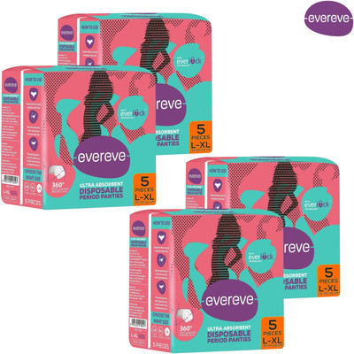 EverEve Ultra Absorbent, Heavy Flow Disposable Period (5 Panties in Each Packet) Sanitary Pad(Pack of 4)