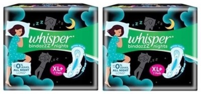 Whisper ULTRA bindazzZ nights XL+ 317 mm - 7+7 Pcs Sanitary Pad Sanitary Pad(Pack of 2)