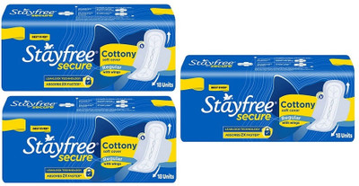 STAYFREE secure Cottony Regular with Wings 230 mm - 18x3 Sanitary Pad(Pack of 3)