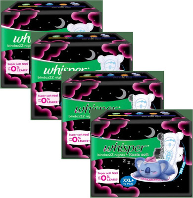 Whisper Bindazzz Night Koala Xxl+ 10+10+10+10 pack of 4 Sanitary Pad(Pack of 4)