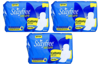STAYFREE secure Cottony Regular 230 mm - 18x3 Sanitary Pad(Pack of 3)