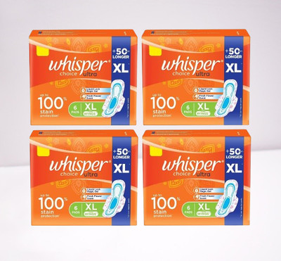 Whisper choice ultra 6x4 XL pads with Wings Sanitary Pad(Pack of 4)