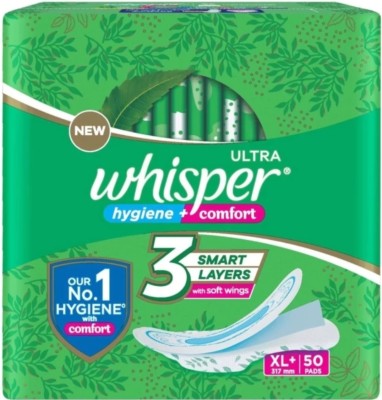 Whisper Ultra highygiene comfort XL + for heavy flow sanitary paid Sanitary Pad(Pack of 50)