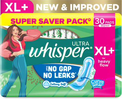 Whisper ULTRA HYGIENE+COMFORT XL+, FOR HEAVY FLOW Sanitary Pad(Pack of 30)