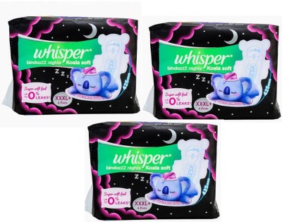 Whisper BINDAZZZ NIGHTS KAOLA SOFT XXXL PLUS - 4+4+4 Sanitary Pad Sanitary Pad(Pack of 12)