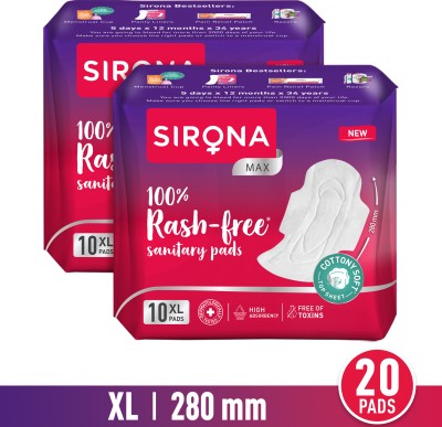 SIRONA Cottony Ultra Soft Rash Free XL Sanitary Pad(Pack of 20)