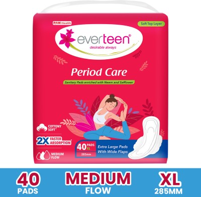 everteen Period Care XL Soft Sanitary Pads with Neem & Safflower For Medium Flow - 1 Pack Sanitary Pad(Pack of 40)