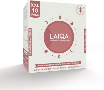 LAIQA Premium Rash Free 10 Pieces Double Extra Large (XXL Size) Super Heavy Flow Sanitary Pad