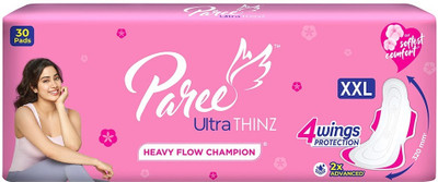 Paree Ultra Thinz Soft & Rash Free Double Feathers XXL Pads, With Disposable Covers Sanitary Pad(Pack of 30)
