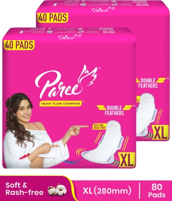 Paree Super Soft & Dry Feel 40 XL Sanitary Pads For Quick Absorb (Combo of 2) Sanitary Pad(Pack of 80)