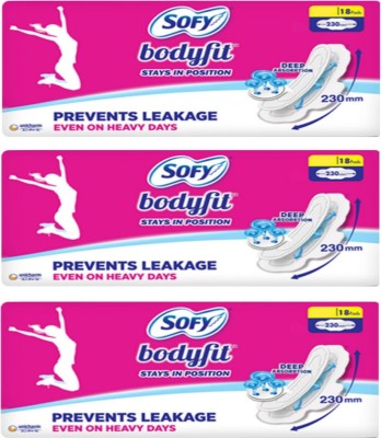 SOFY Bodyfit regular 18+18+18 pad pack of 3 Sanitary Pad(Pack of 3)