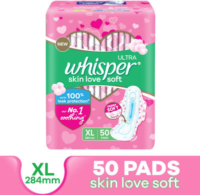 Whisper Ultra Skinlove Soft XL Thin Pads for Women, no irritation Sanitary Pad(Pack of 50)