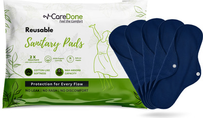 CareDone Multicolor Reusable Sanitary Pads - 2X Ultra-Absorbent, Soft, & Safe for Health Sanitary Pad(Pack of 5)