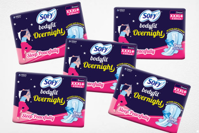 SOFY Bodyfit Overnight XXXL+ (3+3+3+3+3) Pads Sanitary Pad(Pack of 15)