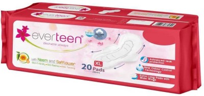 everteen XL Soft Sanitary Napkin Pads with Neem and Safflower for Periods in Women – 1 Pack (20 Pads, 280mm) Sanitary Pad