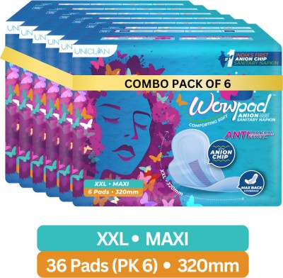 Wowpad Maxi Anion Chip Sanitary Napkin|Rash Free Comfort & 5x Faster Absorbency Sanitary Pad(Pack of 36)