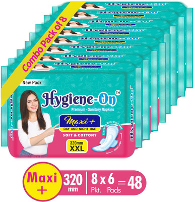 Hygiene-On Maxi+ 8 Combo Sanitary Pad(Pack of 48)