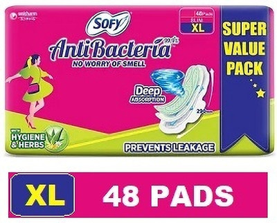 SOFY Antibacteria Extra Large Pads with Wings - XL 48 Sanitary Pad(Pack of 48) deal from flipkart