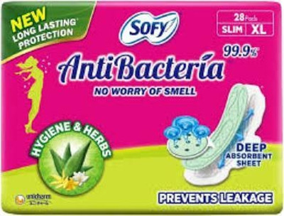 SOFY Anti Bacteria Extra Long XL ( Pack of 1 ) ( 28 Pieces ) Sanitary Pad(Pack of 28)
