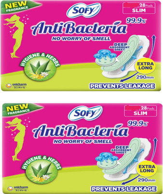 SOFY Antibacteria xl 28+28 pad pack of 2 Sanitary Pad(Pack of 56)